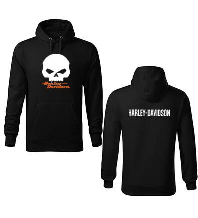 Mikina HARLEY skull s kapucňou